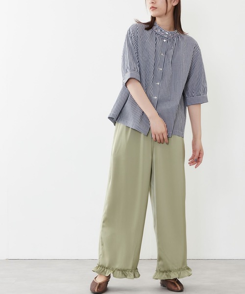 POU DOU DOU(プードゥドゥ)の「サテン裾フリルイージーパンツ(その他パンツ・レディース・カーキ/オレンジ/ブルー・3)」の19枚目の写真