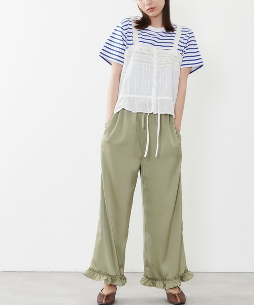 POU DOU DOU(プードゥドゥ)の「サテン裾フリルイージーパンツ(その他パンツ・レディース・カーキ/オレンジ/ブルー・3)」の22枚目の写真