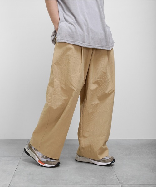 minsobi（ミンソビ）の「コットンワイドパンツ 薄手ロングパンツ■（チノパンツ・メンズ・ネイビー/ベージュ/チャコール・FREE）」の3枚目の写真