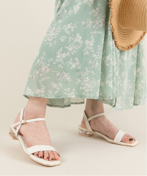 RANDA（ランダ）の「クリアヒールスクエアトゥサンダル（サンダル・レディース・ブラック/グリーン/ホワイト/ベージュ・L/LL/M/S）」の6枚目の写真