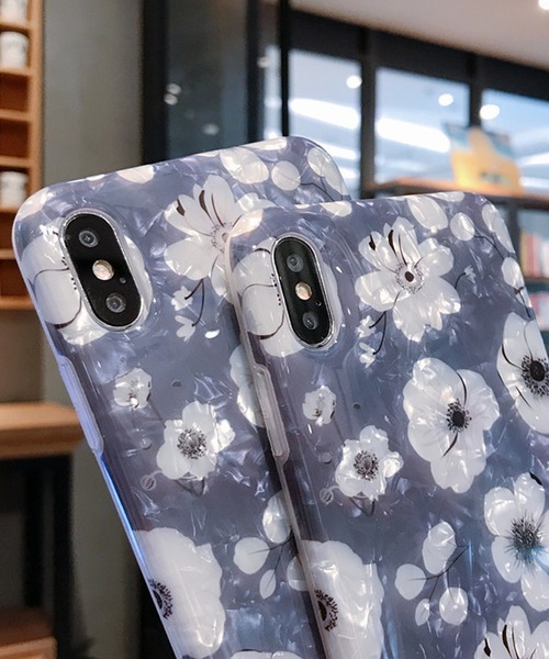 journal standard Furniture - ssself パールシェル カモメ お花柄 iPhone スマホケース ブラック journal standard Furniture - ssself パールシェル カモメ お花
