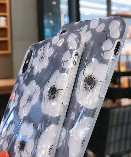 プラダ　iPhone11promax  花柄　鳥柄　未使用 セール】シェル風キラキラ 花柄 スマホケース（スマホケース