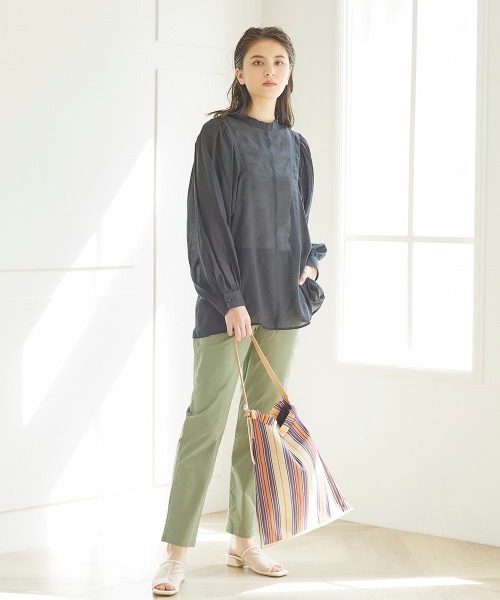 LIPSTAR(リップスター)の「ストライプ柄ショルダーバッグ(トートバッグ・レディース・ネイビー/オレンジ・FREE)」の3枚目の写真