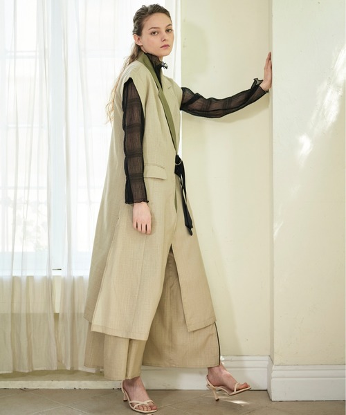 KOH.style コースタイル リネン風ジレ ロングベスト ベージュ【新品】 KOH.style（コースタイル）の「リネン風ジレ（その他アウター