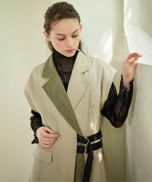 KOH.style コースタイル リネン風ジレ ロングベスト ベージュ【新品】 KOH.style（コースタイル）の「リネン風ジレ（その他アウター