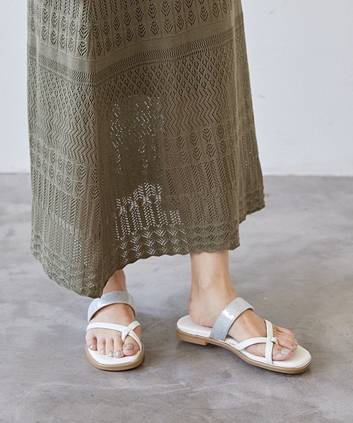 JELLY BEANS（ジェリービーンズ）の「クロストングフラットサンダル(204-32668)JELLY BEANS(ジェリービーンズ)（サンダル・レディース・ホワイト/ブラック/ベージュ・LL/S/M/L）」の5枚目の写真