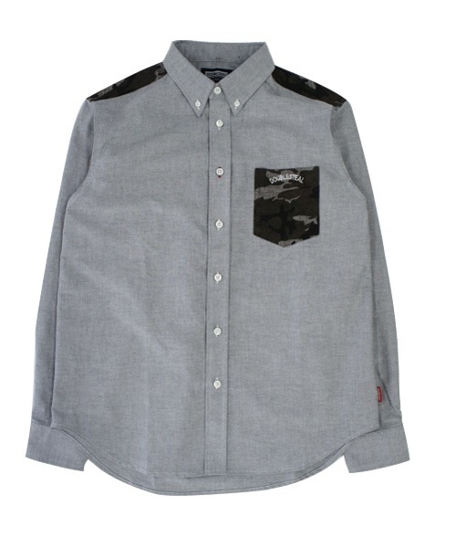 DOUBLE STEAL（ダブルスティール）の「パーツ迷彩ボタンダウンシャツ（シャツ/ブラウス・メンズ・グレー/ブルー/ネイビー・X-LARGE/MEDIUM/LARGE）」の2枚目の写真
