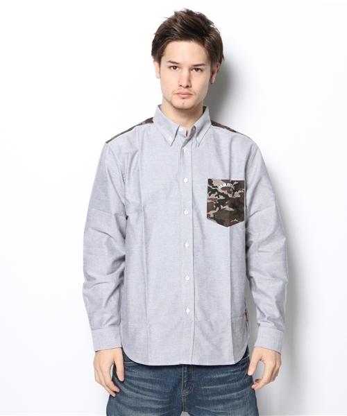 DOUBLE STEAL（ダブルスティール）の「パーツ迷彩ボタンダウンシャツ（シャツ/ブラウス・メンズ・グレー/ブルー/ネイビー・X-LARGE/MEDIUM/LARGE）」の6枚目の写真