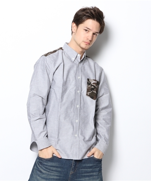 DOUBLE STEAL（ダブルスティール）の「パーツ迷彩ボタンダウンシャツ（シャツ/ブラウス・メンズ・グレー/ブルー/ネイビー・X-LARGE/MEDIUM/LARGE）」の5枚目の写真
