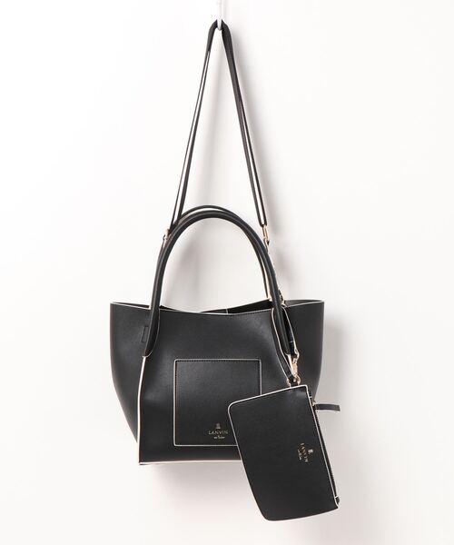 LANVIN en Bleu（ランバンオンブルー）の「ミニポーチ付きトートＢＡＧ（ハンドバッグ・レディース・ブラック/ベージュ/ラベンダー・FREE）」の14枚目の写真