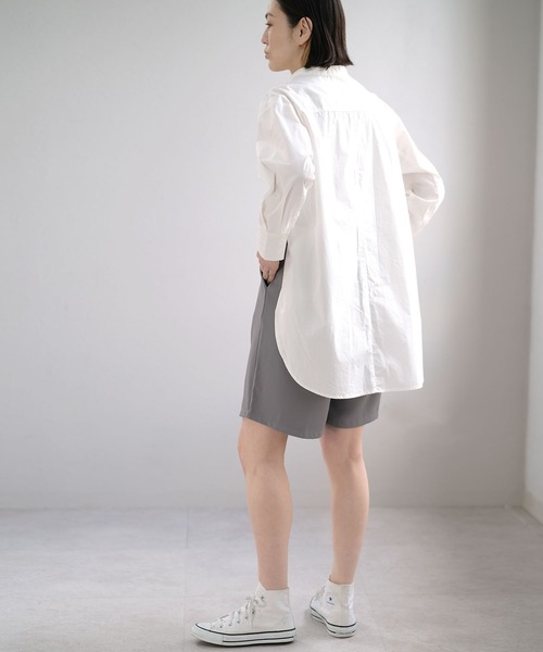 ANDJ(アンドジェイ)の「【ANDJ MADE】PEツイルダブルタックハーフパンツ(その他パンツ・レディース・ブラック/グレー・M/L)」の14枚目の写真