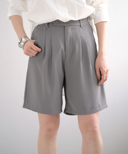 ANDJ(アンドジェイ)の「【ANDJ MADE】PEツイルダブルタックハーフパンツ(その他パンツ・レディース・ブラック/グレー・M/L)」の15枚目の写真