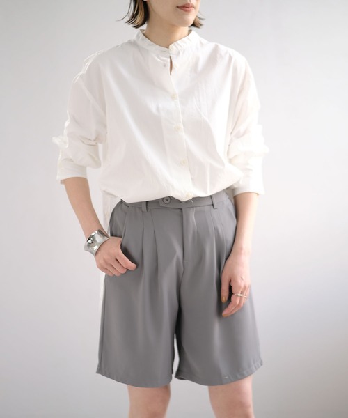 ANDJ(アンドジェイ)の「【ANDJ MADE】PEツイルダブルタックハーフパンツ(その他パンツ・レディース・ブラック/グレー・M/L)」の18枚目の写真