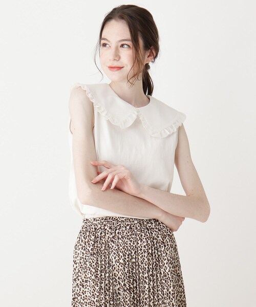 Cutie Blonde（キューティーブロンド）の「◆【S-L】襟付きタンクトップ（Tシャツ/カットソー・レディース・オフホワイト/ベージュ/ブラック・03/02/01）」の2枚目の写真