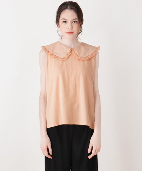 Cutie Blonde（キューティーブロンド）の「◆【S-L】襟付きタンクトップ（Tシャツ/カットソー・レディース・オフホワイト/ベージュ/ブラック・03/02/01）」の4枚目の写真