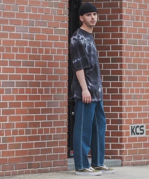 SIDEWAY STANCE（サイドウェイスタンス）の「【SIDEWAY STANCE】ワイド テーパード デニムパンツ（デニムパンツ・メンズ・ブルー・MEDIUM/LARGE）」の4枚目の写真