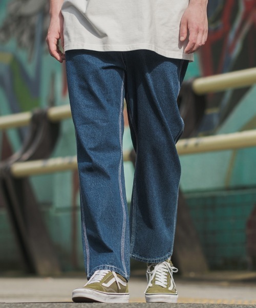 SIDEWAY STANCE（サイドウェイスタンス）の「【SIDEWAY STANCE】ワイド テーパード デニムパンツ（デニムパンツ・メンズ・ブルー・MEDIUM/LARGE）」の20枚目の写真