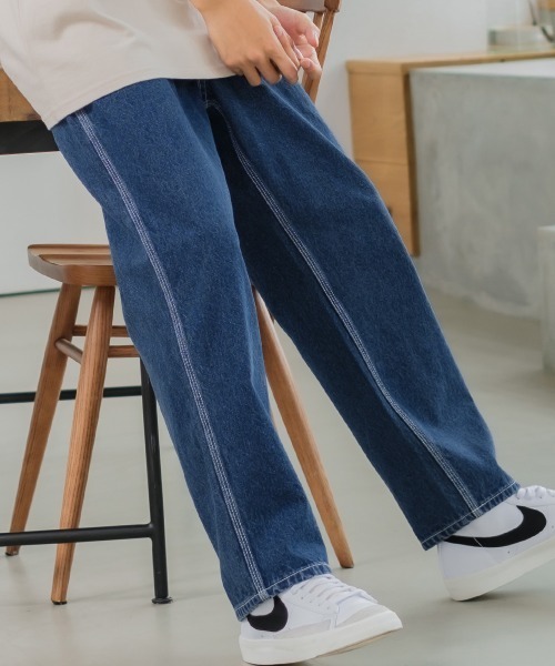 SIDEWAY STANCE（サイドウェイスタンス）の「【SIDEWAY STANCE】ワイド テーパード デニムパンツ（デニムパンツ・メンズ・ブルー・MEDIUM/LARGE）」の22枚目の写真