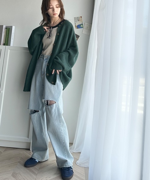 classicalelf(クラシカルエルフ)の「もちもち癒され。前後2wayゆったりニット オーバーサイズ カーディガン(カーディガン/ボレロ・レディース・ライトグレー/ブラック/アイボリー/グレイッシュベージュ/グリーン/ライトグリーン/オレンジ・MEDIUM/LARGE/X-LARGE/SMALL)」の17枚目の写真