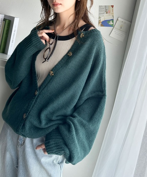 classicalelf(クラシカルエルフ)の「もちもち癒され。前後2wayゆったりニット オーバーサイズ カーディガン(カーディガン/ボレロ・レディース・ライトグレー/ブラック/アイボリー/グレイッシュベージュ/グリーン/ライトグリーン/オレンジ・MEDIUM/LARGE/X-LARGE/SMALL)」の16枚目の写真