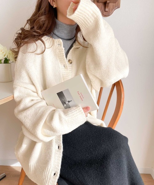 classicalelf(クラシカルエルフ)の「もちもち癒され。前後2wayゆったりニット オーバーサイズ カーディガン(カーディガン/ボレロ・レディース・ライトグレー/ブラック/アイボリー/グレイッシュベージュ/グリーン/ライトグリーン/オレンジ・MEDIUM/LARGE/X-LARGE/SMALL)」の22枚目の写真