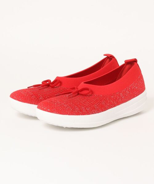 fitflop(フィットフロップ)の「【fitflop】フィットフロップ シューズ UBERKNIT SLIP-ON BALLERINA WITH BOW(バレエシューズ・レディース・レッド/ピンク・US7/US8/US6.5/US7.5/US6)」の2枚目の写真
