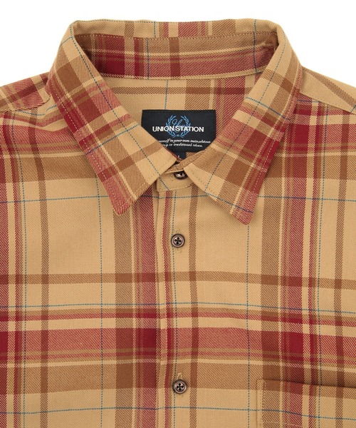 UNION STATION（ユニオンステーション）の「綾ネルチェックシャツ（シャツ/ブラウス・メンズ・ベージュ・S/M/L）」の8枚目の写真