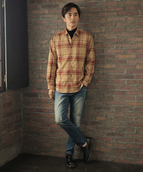 UNION STATION（ユニオンステーション）の「綾ネルチェックシャツ（シャツ/ブラウス・メンズ・ベージュ・S/M/L）」の15枚目の写真