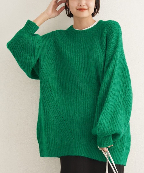 LAVEANGE（ラビアンジェ）の「【再入荷】ローゲージニットプルオーバー（ニット/セーター・レディース・パープル/サックスブルー/オレンジ/グリーン/イエロー/レッド/ブルー/チャコールグレー/プラム/ダークグリーン/ベージュ・LL/3L/M/4L）」の5枚目の写真