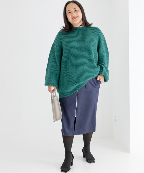 LAVEANGE（ラビアンジェ）の「【再入荷】ローゲージニットプルオーバー（ニット/セーター・レディース・パープル/サックスブルー/オレンジ/グリーン/イエロー/レッド/ブルー/チャコールグレー/プラム/ダークグリーン/ベージュ・LL/3L/M/4L）」の22枚目の写真