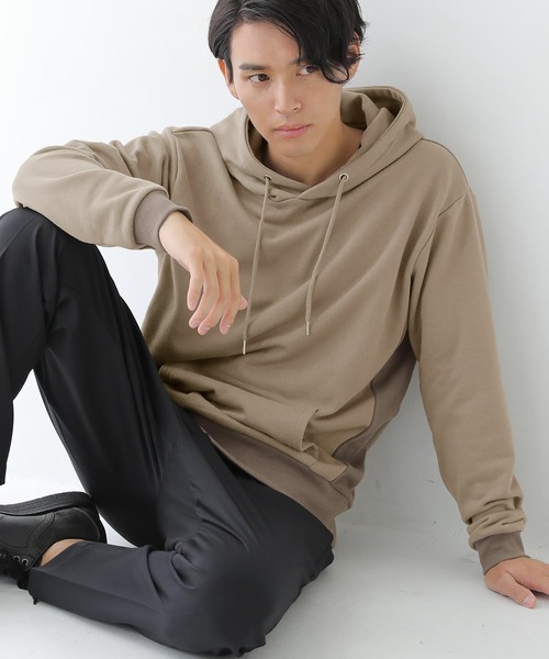 osharewalker（オシャレウォーカー）の「【廃盤】『微配色スウェットパーカー』（パーカー・メンズ・ブラック/グレイッシュベージュ/グレイッシュブルー・2/3）」の4枚目の写真