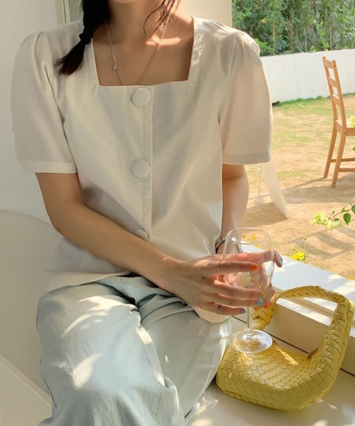Bifrost(ビフレスト)の「スクエアネックボタンブラウス(Tシャツ/カットソー・レディース・ホワイト・F)」の10枚目の写真