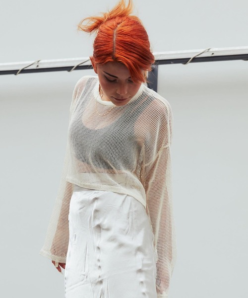 atmos pink（アトモスピンク）の「atmos pink メッシュ ミニ丈トップス（その他トップス・レディース・ブラック/ホワイト・FREE）」の6枚目の写真