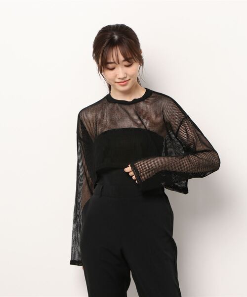 atmos pink（アトモスピンク）の「atmos pink メッシュ ミニ丈トップス（その他トップス・レディース・ブラック/ホワイト・FREE）」の3枚目の写真