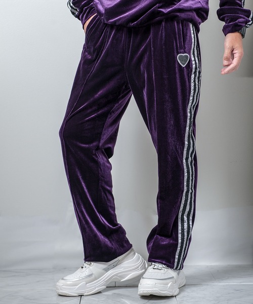 Buffalo Bobs（バッファローボブズ）の「VELOUR TRACK-PANTS(ベロア トラックパンツ)ベロア ジャージー パンツ（その他パンツ・メンズ・パープル/ブラック・2-3/1-2）」の3枚目の写真