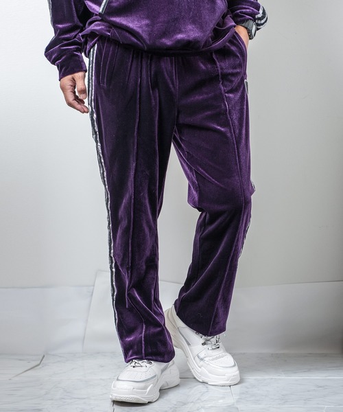 Buffalo Bobs（バッファローボブズ）の「VELOUR TRACK-PANTS(ベロア トラックパンツ)ベロア ジャージー パンツ（その他パンツ・メンズ・パープル/ブラック・2-3/1-2）」の4枚目の写真