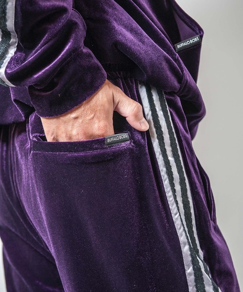 Buffalo Bobs（バッファローボブズ）の「VELOUR TRACK-PANTS(ベロア トラックパンツ)ベロア ジャージー パンツ（その他パンツ・メンズ・パープル/ブラック・2-3/1-2）」の9枚目の写真