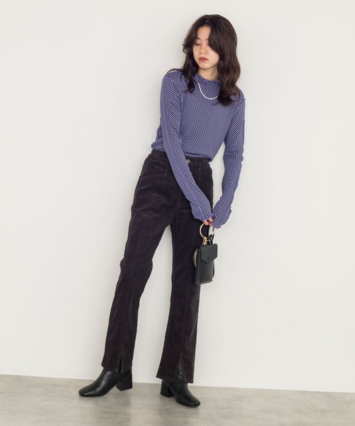 w closet（ダブルクローゼット）の「チェック柄ジャガードハイネック（Tシャツ/カットソー・レディース・パープル/オフホワイト/ブラウン系その他・FREE）」の5枚目の写真