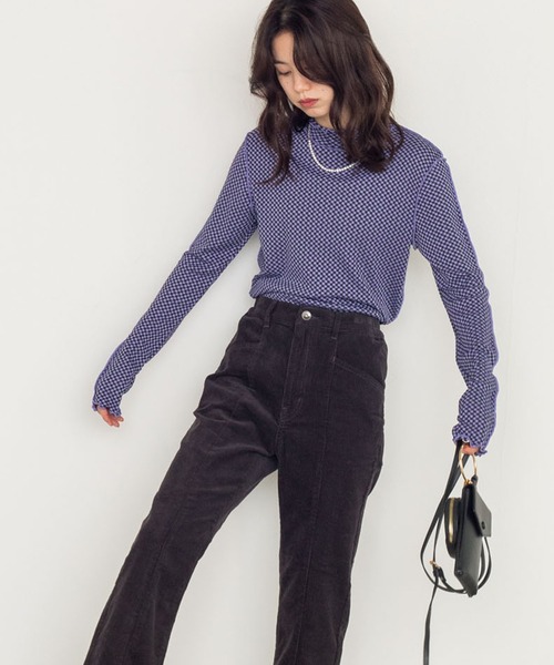 w closet（ダブルクローゼット）の「チェック柄ジャガードハイネック（Tシャツ/カットソー・レディース・パープル/オフホワイト/ブラウン系その他・FREE）」の15枚目の写真