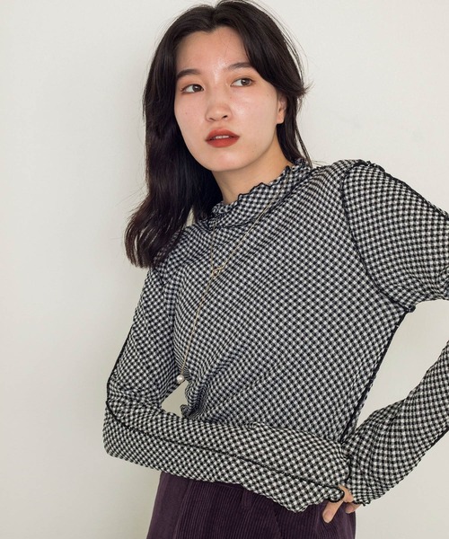 w closet（ダブルクローゼット）の「チェック柄ジャガードハイネック（Tシャツ/カットソー・レディース・パープル/オフホワイト/ブラウン系その他・FREE）」の18枚目の写真