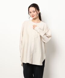 AMERICAN HOLIC | ワッシャーノーカラーシャツチュニック(Tシャツ/カットソー)