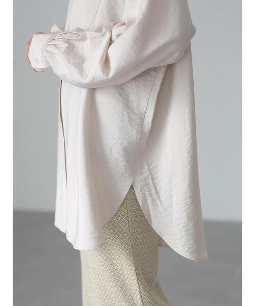 AMERICAN HOLIC（アメリカンホリック）の「ワッシャーノーカラーシャツチュニック（Tシャツ/カットソー・レディース・アイボリー/モカ・M/L）」の18枚目の写真