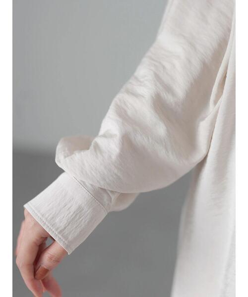 AMERICAN HOLIC（アメリカンホリック）の「ワッシャーノーカラーシャツチュニック（Tシャツ/カットソー・レディース・アイボリー/モカ・M/L）」の19枚目の写真