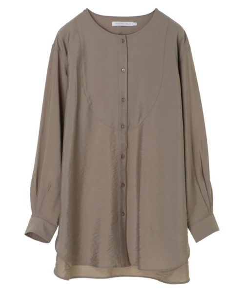 AMERICAN HOLIC（アメリカンホリック）の「ワッシャーノーカラーシャツチュニック（Tシャツ/カットソー・レディース・アイボリー/モカ・M/L）」の7枚目の写真