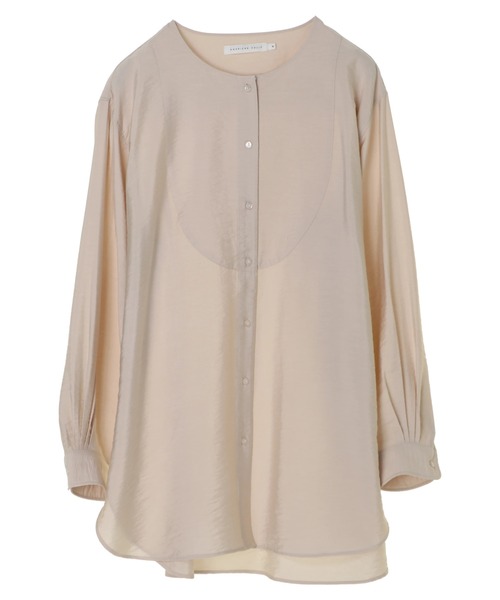 AMERICAN HOLIC（アメリカンホリック）の「ワッシャーノーカラーシャツチュニック（Tシャツ/カットソー・レディース・アイボリー/モカ・M/L）」の8枚目の写真