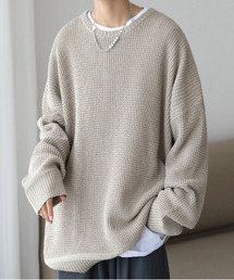 neos | 【neos -addictive design-】ビッグシルエット ドルマン ラーベン編み クルーネック ニット セーター(ニット/セーター)