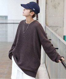 【neos -addictive design-】ビッグシルエット ドルマン ラーベン編み クルーネック ニット セーター