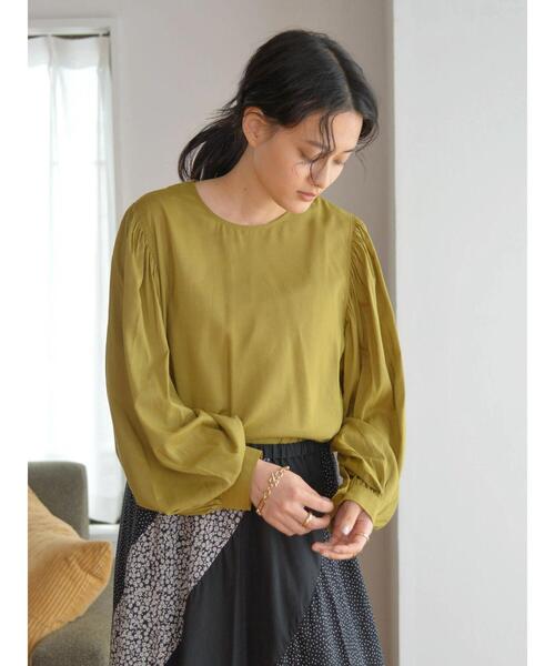 AMERICAN HOLIC（アメリカンホリック）の「ギャザースリーブブラウス（シャツ/ブラウス・レディース・オリーブ/ネイビー・M/L）」の2枚目の写真