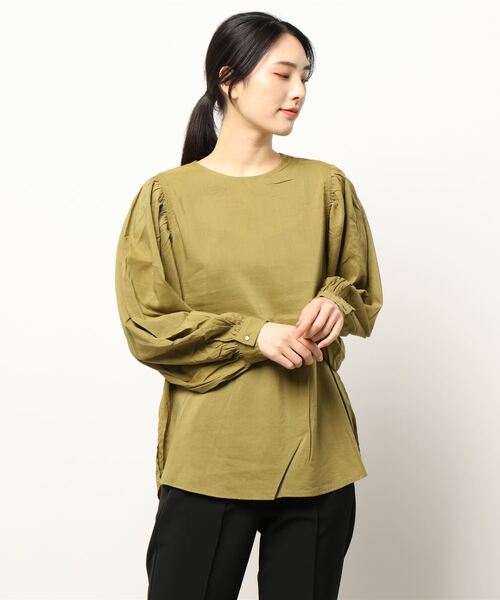 AMERICAN HOLIC（アメリカンホリック）の「ギャザースリーブブラウス（シャツ/ブラウス・レディース・オリーブ/ネイビー・M/L）」の6枚目の写真