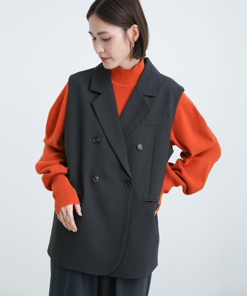 select MOCA(セレクトモカ)の「2021 AW テーラードダブルボタンジャケットベスト(ベスト・レディース・ホワイト/チャコールグレー・FREE)」の18枚目の写真